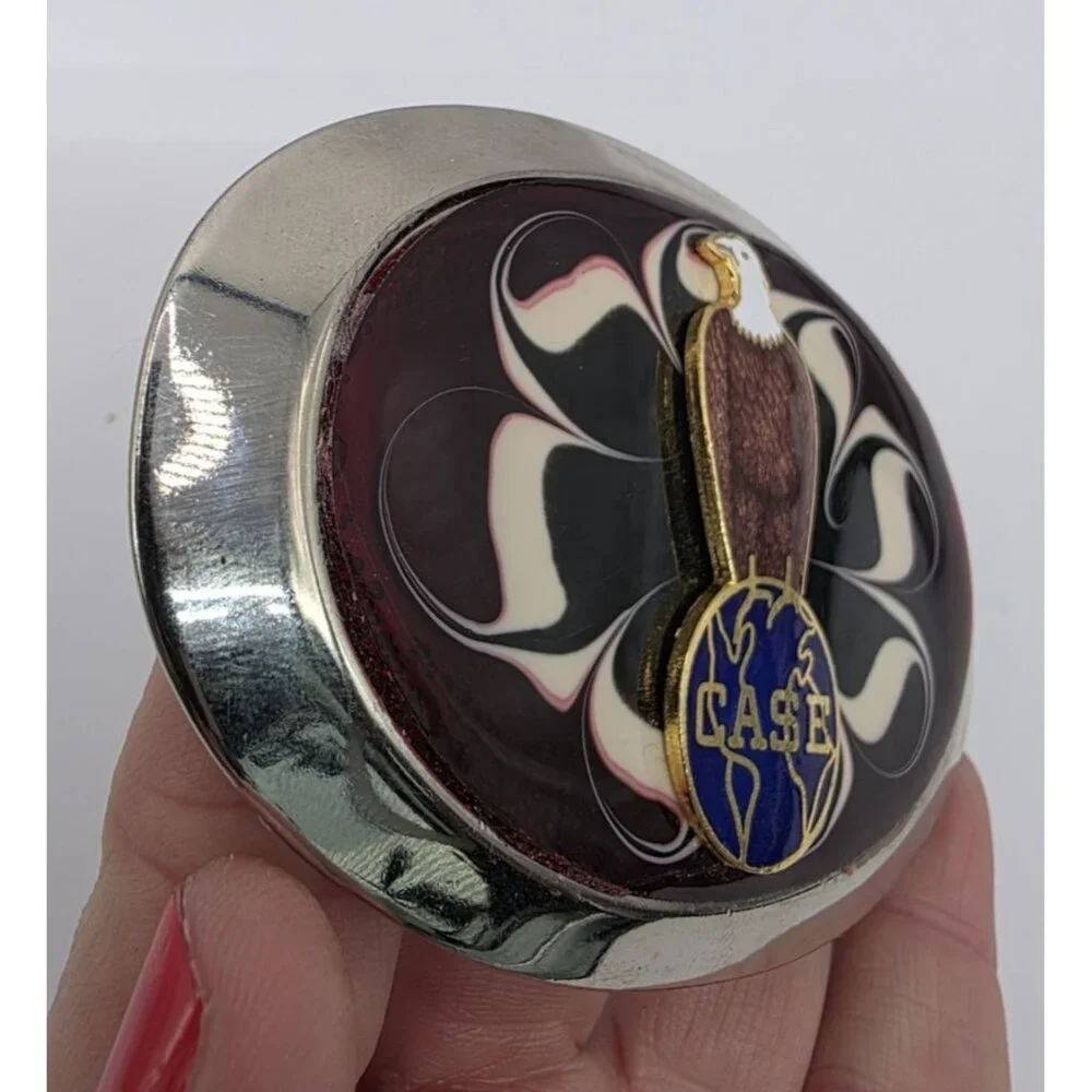 Case Belt Buckle Old Abe Bald‎ Eagle & Globe Trademark Red Cloisonne READ